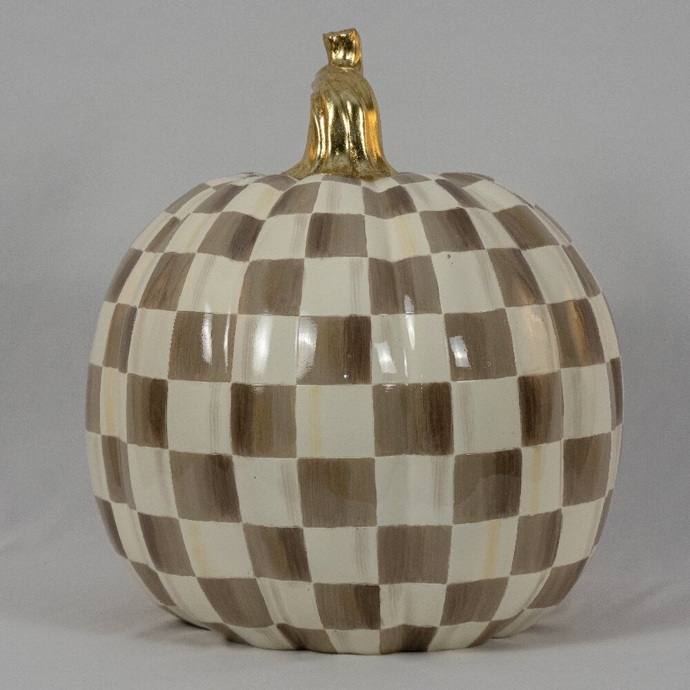 MacKenzie Childs Large Check Pumpkin- Mocha